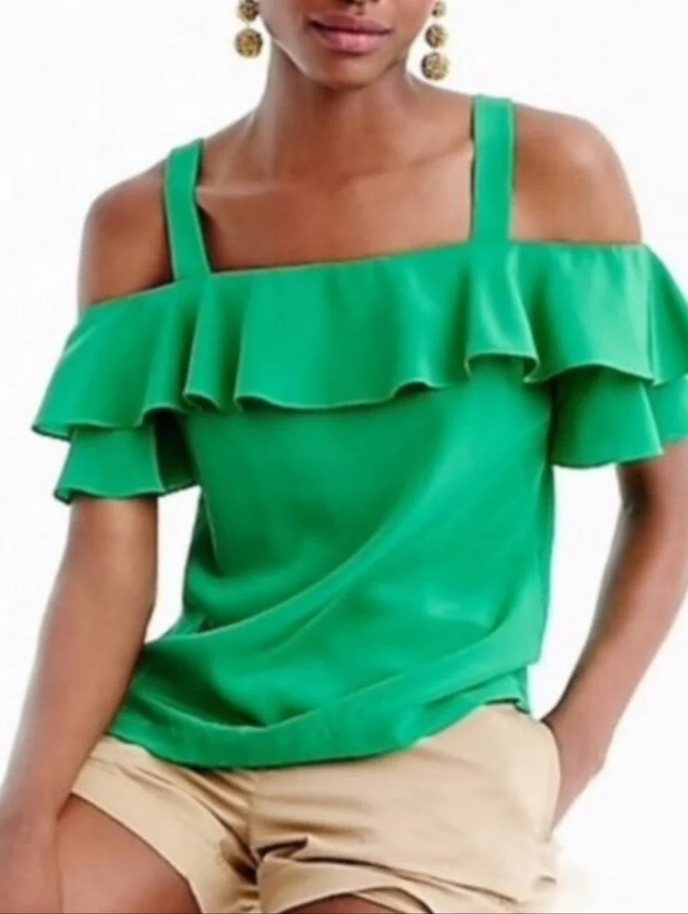 J. Crew Coral 100% Silk Ruffle Camisole Size 12
